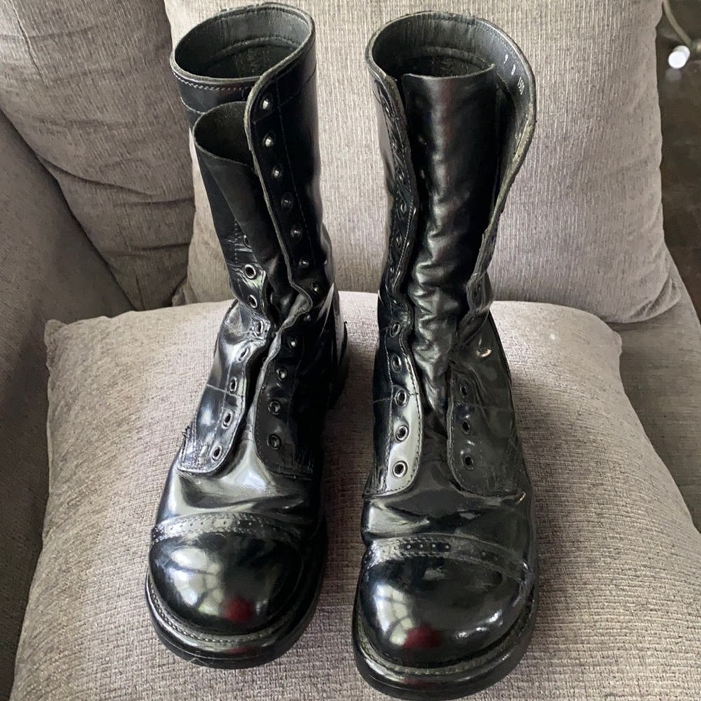 Corcoran Army Issue 10” Jump Boots. Shiny black.